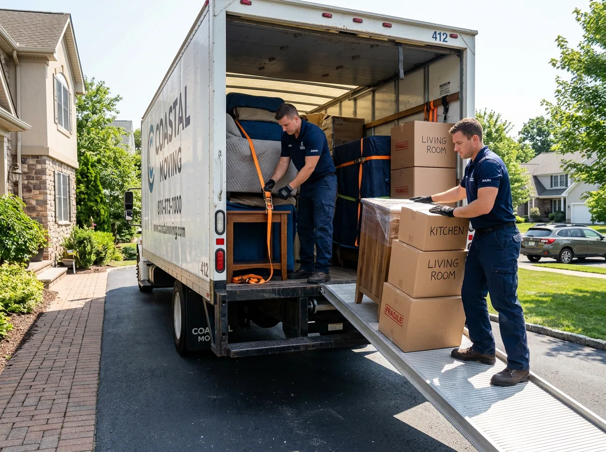 B&W Movers crew loading furniture onto a truck