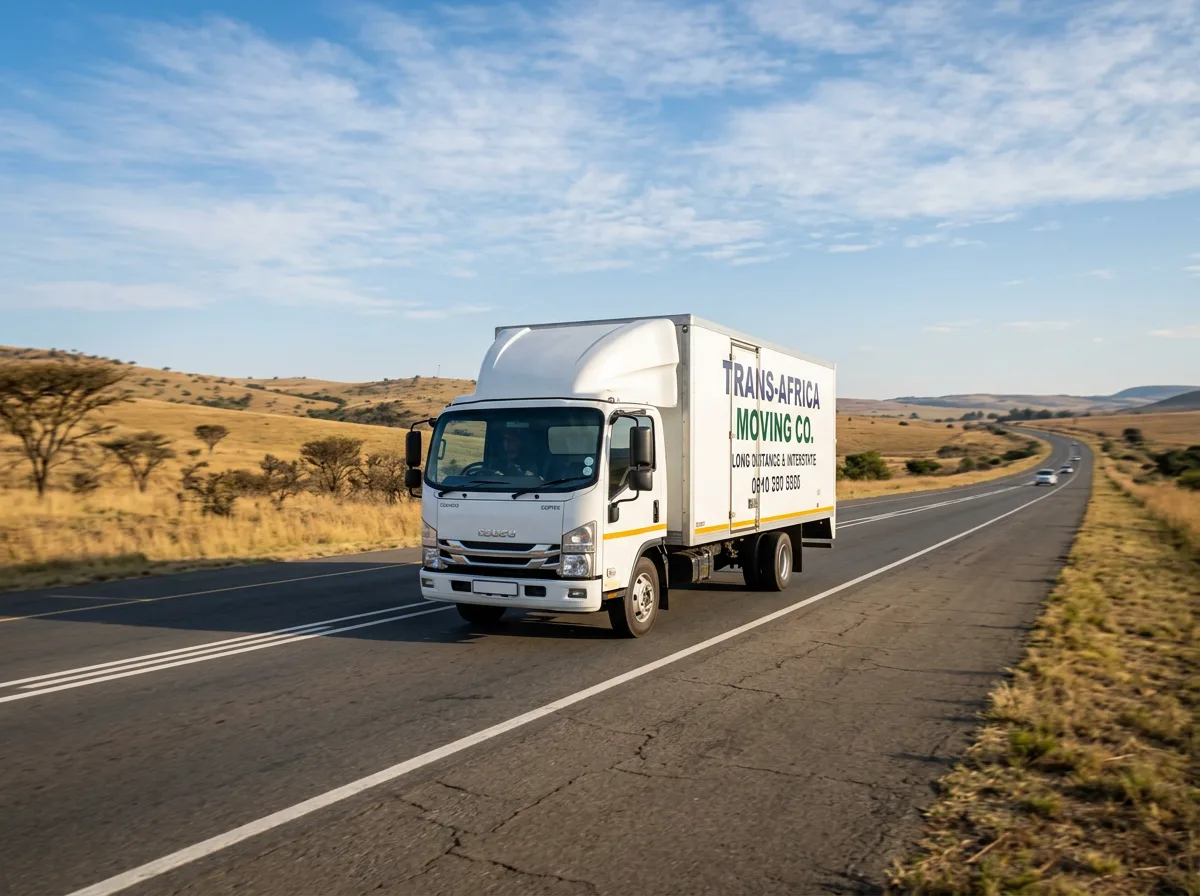 B&W Movers truck on a long-distance route across South Africa