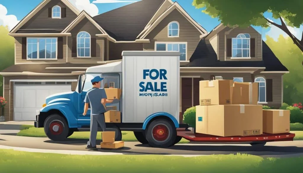 Choosing a Moving Company: Key Considerations 1 B&W Movers A man loading boxes into a moving truck in front of a house while considering factors for choosing a moving company.