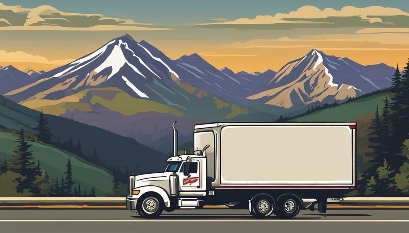 B&W Movers Can moving companies help with long-distance moves, such as a semi truck driving down the road with mountains in the background?